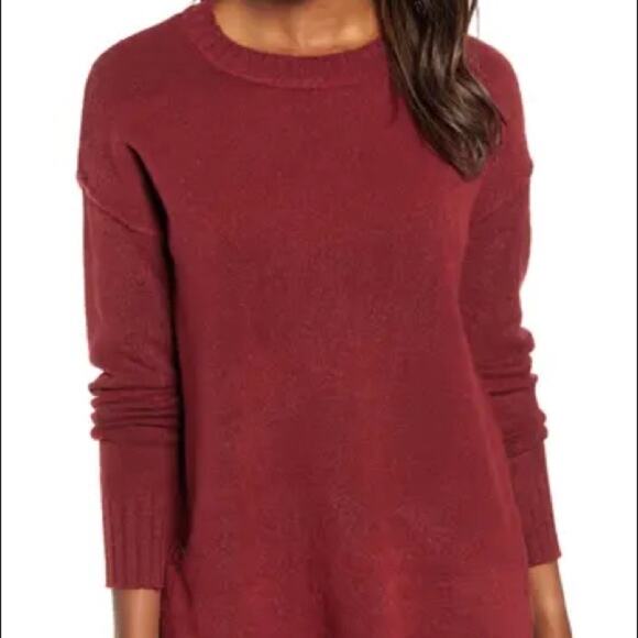 Caslon Red Cordovan Side Snap Tunic Sweater Size Small - Picture 1 of 9